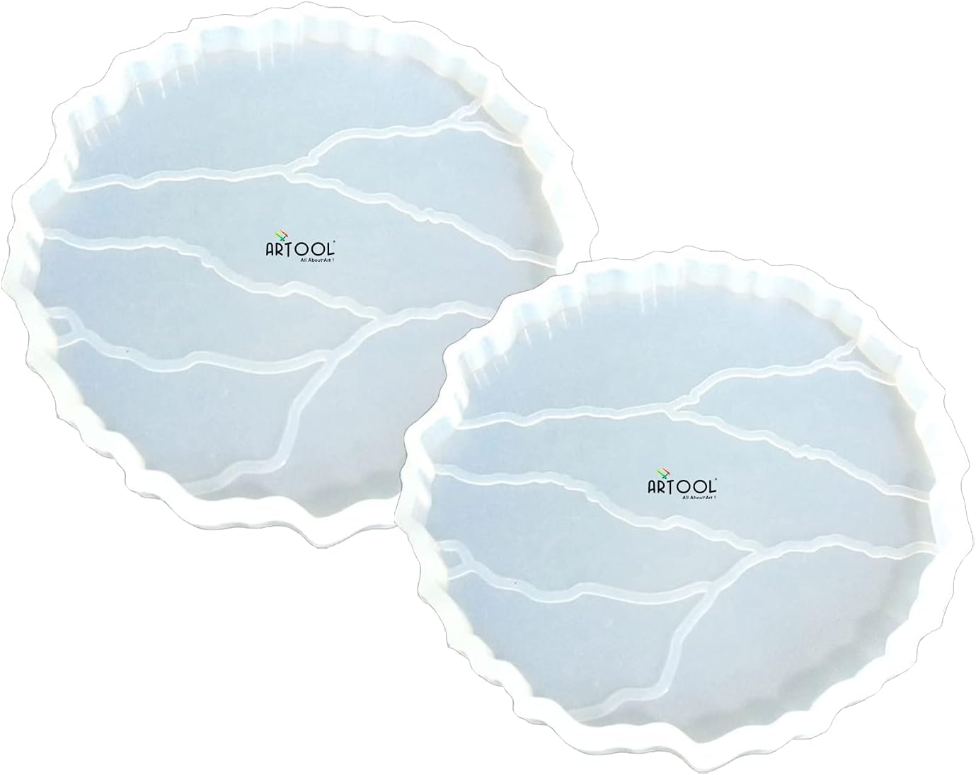 ARTOOL Cracked Surface Coaster Resin Art Mold Creative DIY Multipurpose Silicone Coaster Epoxy Resin Round Frame Mould 4 Inch Set of 1