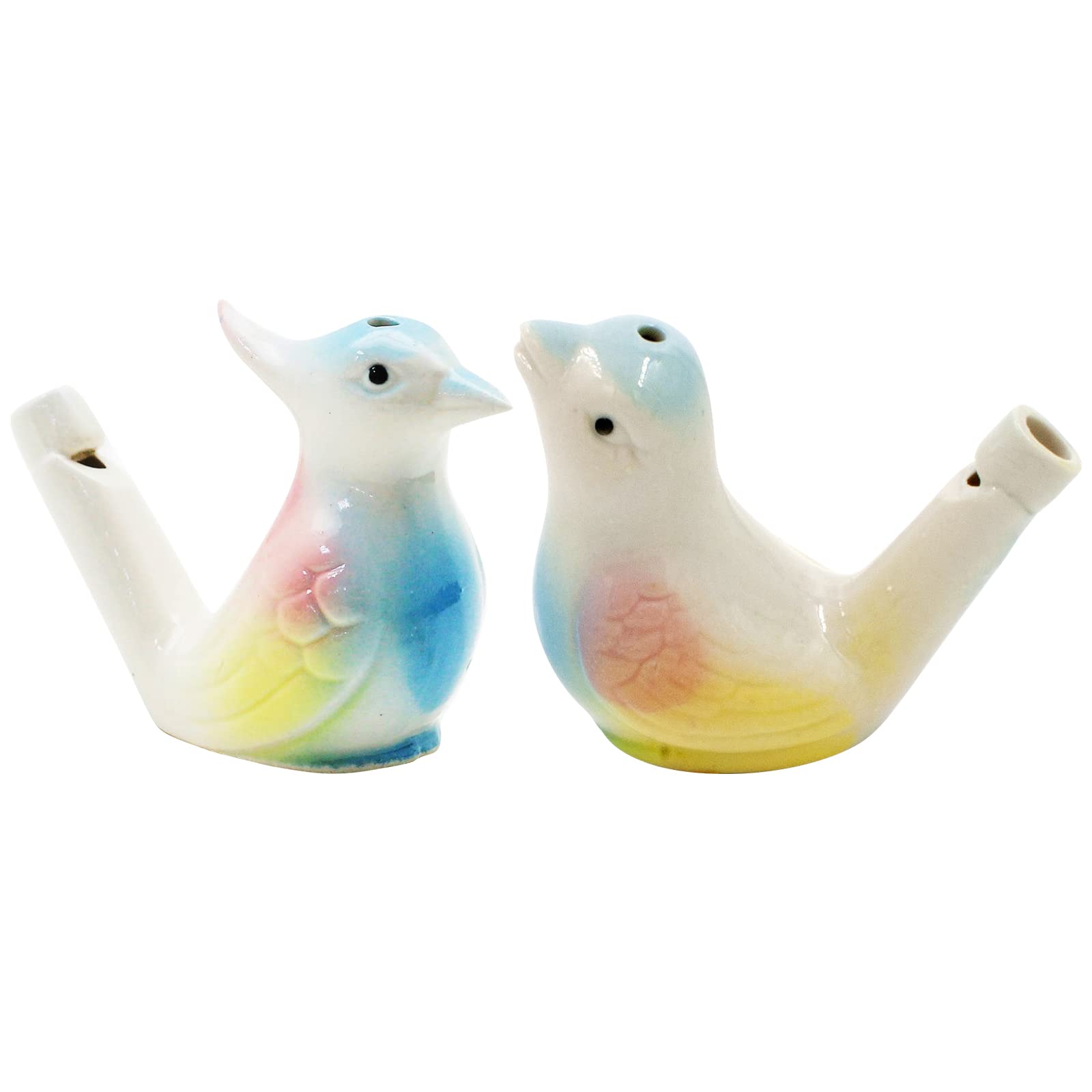 Fischietto per uccelli in ceramica, per bambini, set di narghilè per uccelli, fatto a mano, in ceramica, con acqua, riempibile, regalo per bambini, 2 pezzi