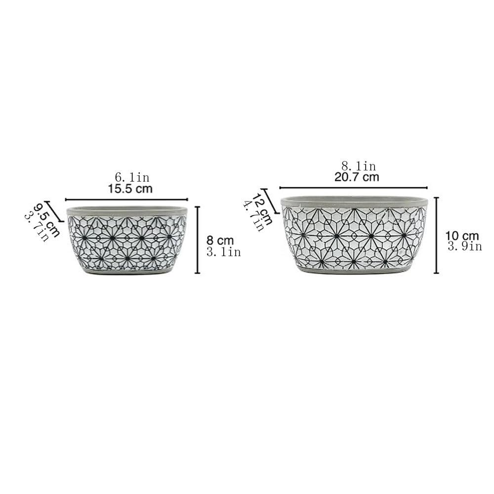 pot de fleur Jardinière rectangulaire en ciment avec pots de plantes à texture florale en relief, avec trou de drainage, récipient for plantes, for la décoration du rebord de fenêtre de la maison cach