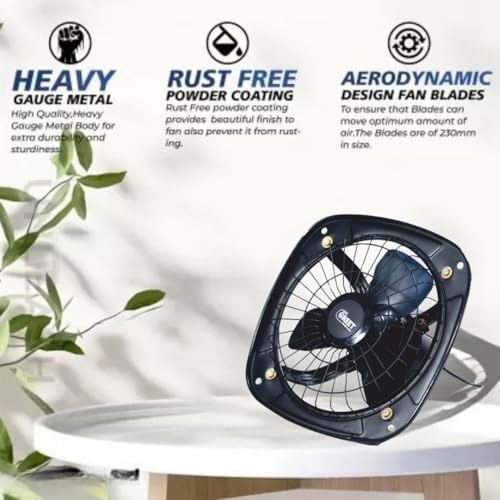 Image of Reversible 2 in 1 Exhaust Fan 9 inch High Speed Strong Air Suction, Rust Proof Body for kitchen And bathroom 225 mm Exhaust Fan (Black)
