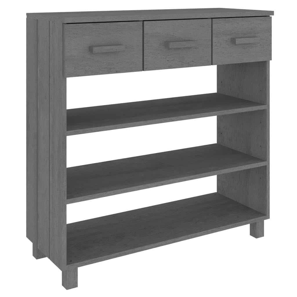 HAMAR - Mesa consola (90 x 35 x 90 cm, madera maciza de pino con 3 estantes y 3 cajones para almacenamiento, mesa auxiliar, mesa auxiliar, mesa auxiliar de madera robusta, para decoración y