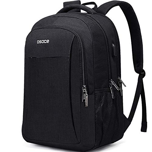 HASAGEI Mochila para Portátil Hombre Ordenador Impermeable Escolar Viaje con USB Puerto
