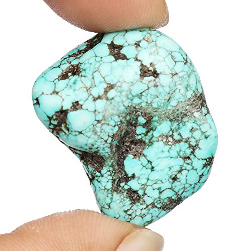GEMHUB Raw Turquoise Stone 59.50 Ct Natural Certified Rough Blue Turquoise Stone for Tumbling, Cabbing, Decoration EU-2773