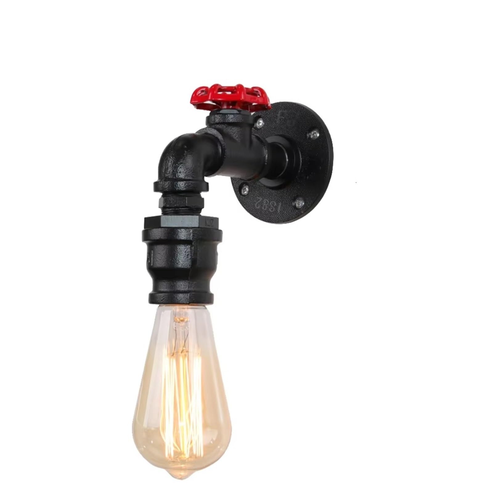 JKJZSALJ Industrial Wall Light Iron Water Pipe Retro Loft Wall Lamp Vintage E27 Sconce Indoor Lighting Fixture Decor,Lighting For Bedroom,Brass,Black