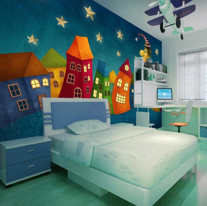 Papier peint enfant château format géant pour masquer les murs abîmés