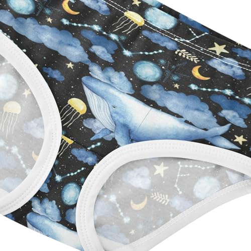 Joisal Cotton Toddlers Underwear Floral Watercolor Blue Whales Night Space Little Girl Panties Animals Kids Undies Briefs 2t4