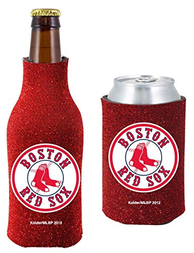 MLB Baseball Team Logo Womens Glitter Bottle & Can Cooler Set 12oz Neoprene Beverage Drink Holder Sleeve