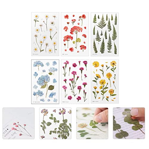 Lurrose 6 Folhas Adesivos de flores de simulação adesivo de carimbo retrô adesivo planner antigo dec