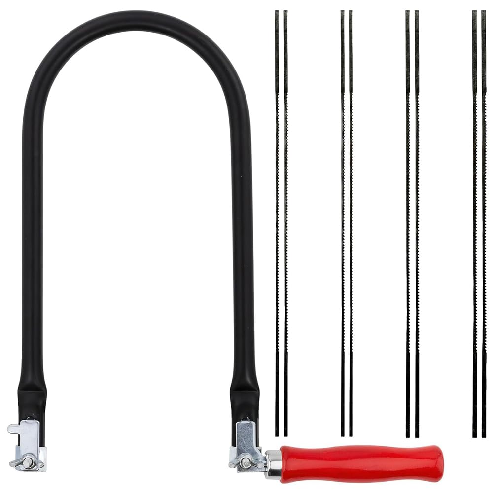 Set di seghe per traforo da 310 mm con 8 lame per sega a traforo (4 6 8 10), chiavi di montaggio e seghetto per metallo e legno, per tagli precisi e lavori di linea
