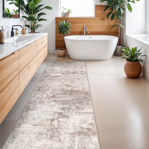 RUUGME Hallway Runner Rug 3x8 - runner Rug Stain Resistant for living room Non Slip Indoor Entryway Rubber Backing Carpet Bedroom Kitchen Distressed Floor Decor Mat Machine washable 3x8 Brown