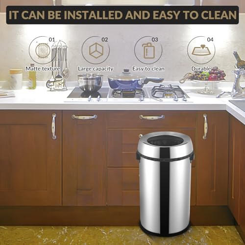 Caneca de Basura de Acero Inoxidable Abierta 17 Gal miniatura 7