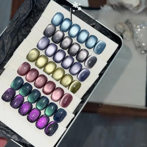 ADHERE 12ml z magnetycznym patyczkiem, holograficzny brokatowy lakier żelowy Cat Eye Gel Lakier do paznokci UV LED Gel Polish do salonu zdobienia paznokci DIY Nail Design (Seria Wystaw Biżuterii)