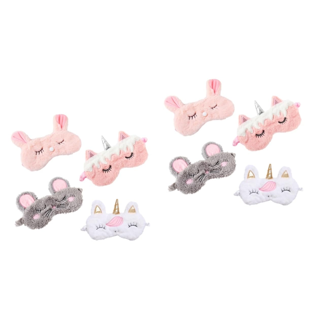 Ipetboom 8pièces Masque De Sommeil Peluche Eye Mask Forme De Lapin Et Licorne Pour Voyages Les Siestes Fêtes Doux Et Confortable Pour Bloquer La Lumière