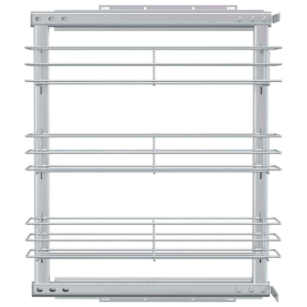 Generisch 3-stufiger Küchen-Drahtkorb Ausziehbar Silbern 47x15,5x55,5 cm,Heim Garten,Küche Esszimmer,Küchenhelfer -utensilien,Küchenorganizer,Küchenutensilienhalter -ablagen-50968