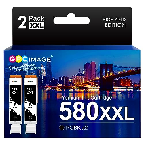 GPC IMAGE 580XXL Kompatible für Canon PGI-580 Schwarz PGBK für Canon TR8550 Druckerpatronen Pixma TS6350 TS6350a TS705 TS6150 TR7550 TS8251 TS8150 TS8250 (2er-Pack PGBK)