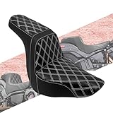 HCmotorku Motorcycles Two-Up Seat Front Rear Driver Passenger Cushion Seat Fit for Harley Low Rider FXLR FXLRS Sport Glide FLSB 2018-Up (White Stitching)