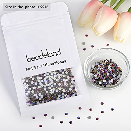 Image of Beadsland Flat Back Crystal Rhinestones, Blue Volcano, SS16, 2880pcs | Flatback Glass Gems, 3.8-4.0mm, for Nail Art Craft, Glue Fix