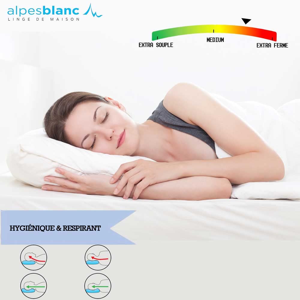 Alpes Blanc – Oreillers 100% plumettes de Canard Neuves – par Lot de 2 – Traitement antiacarien - Confort Ferme et Durable – Fabrication française – 60x60 cm