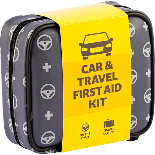 Safety First Aid Group Car & Travel First Aid Kit - Vehicle Essentials for Family Road Trips, New Drivers, Long Drives in Water-Resistant Bag