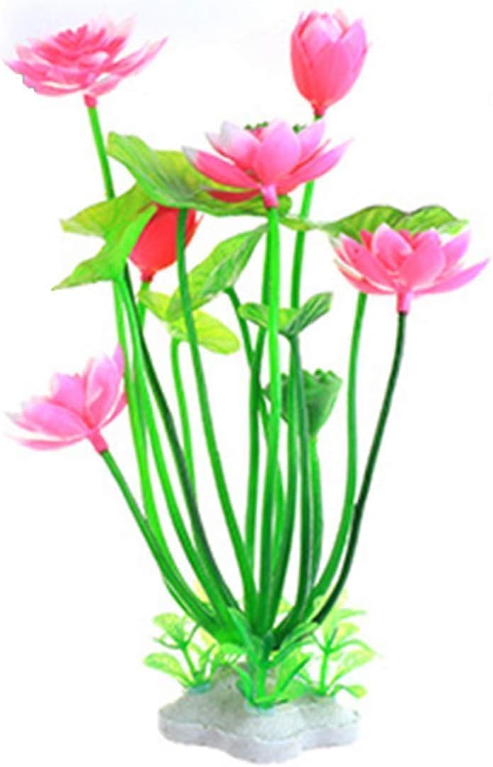 Seadiquiet 1pc Pink Artificial Water Plants,Plastic Lotus Fish Tank Ornament,Aquatics Grass Flower Simulation Wedding Favors,Plastic Plants for Party Fish and Aquatic Pets,Aquarium Décor