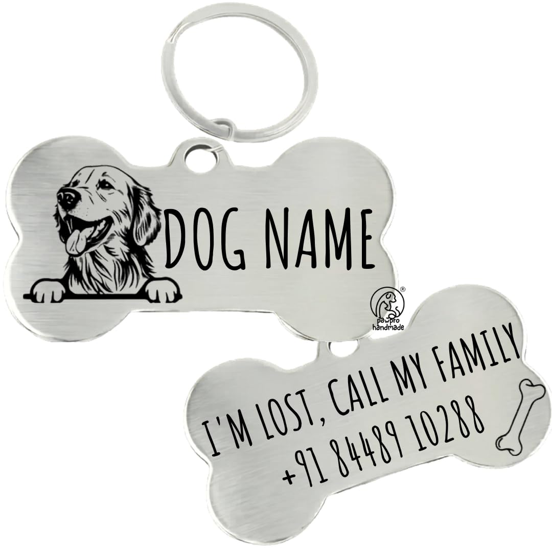 Customized Pet ID Tag Personalize Black Engraved Name Collar Tag with Breed face for Your Loving Pet Dog, Cat, Puppy, Horse Classic Bone Shape 50x32 MM Large-image-13