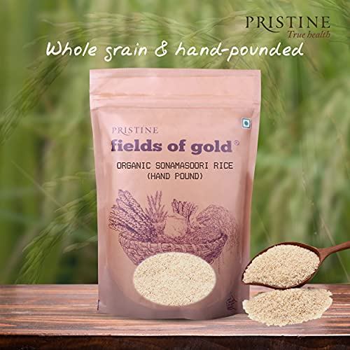 Image of PRISTINE Fields of Gold Organic Sonamasoori Rice (Hand Pound), 1 kg (Pack of 5)