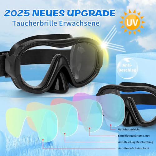 Image of Diving Mask , Professional Anti-Fog Snorkel Goggles, Anti-Leak Swim Mask with Soft Adjustable Strap & Mesh Bag, Earplug