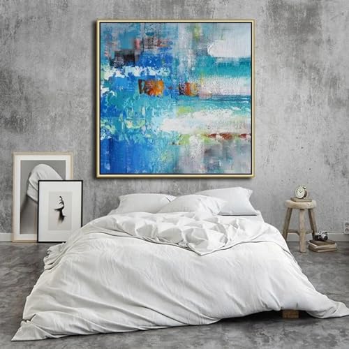 Toile bleue à texture abstraite de luxe ICOMPY art HD 40x40