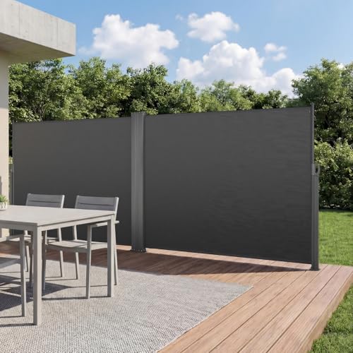 VEVOR Retractable Side Awning 71 x 236 Patio Retractable Side Screen with 180 g/m Polyester Fabric Waterproof Sunshade Outdoor Privacy Screen Room Divider for Garden Balcony Pools Deck Gray