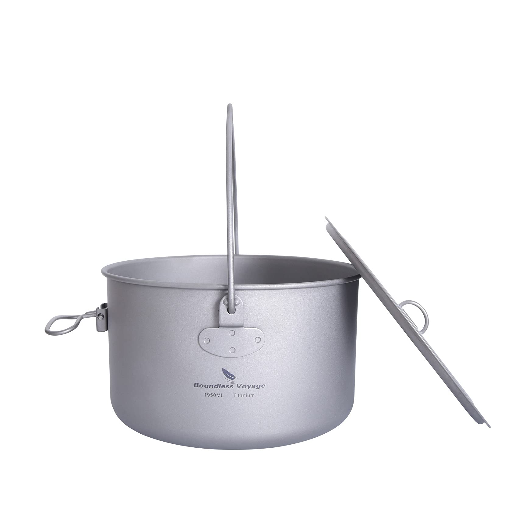 Boundless Voyage Titanium Hanging Pot for Outdoor Camping Backpacking Hiking Ultralight Portable Cooking Pot Camp Kitchen Cookware 1300ML/1950ML/2900ML (1950ml (65 fl oz))