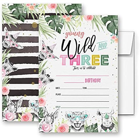 LoaHak Jungle Animals Birthday Invitations Cover