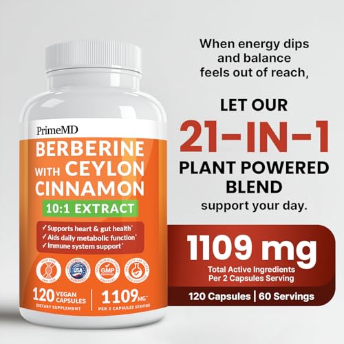 image for PrimeMD 21-in-1 Berberine Supplement with Ceylon Cinnamon with Chromiu
