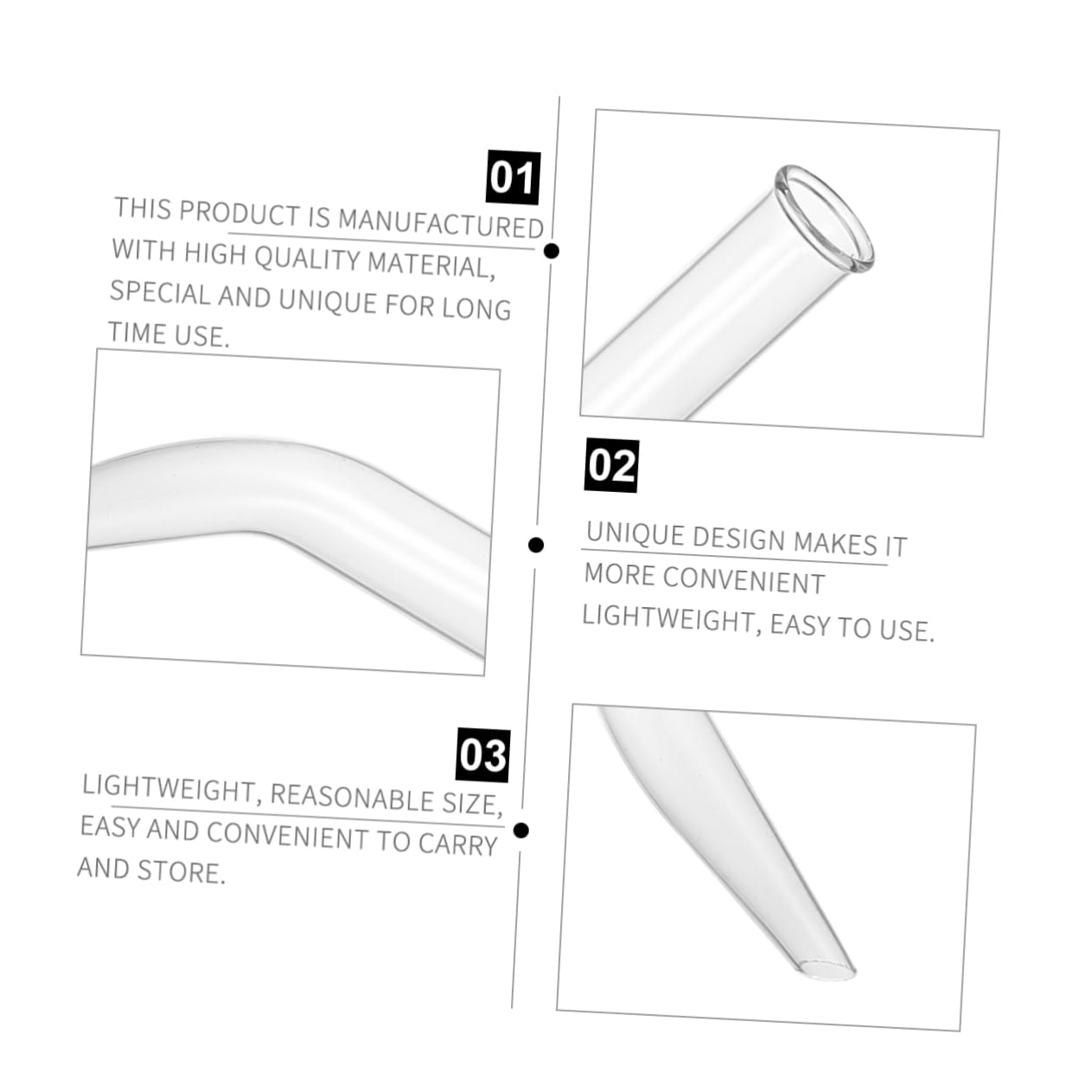FELTECHELECTR 5pcs Distillation Tube Ox Horn Laboratory Glass Tube Teaching Equipment Safe Practical