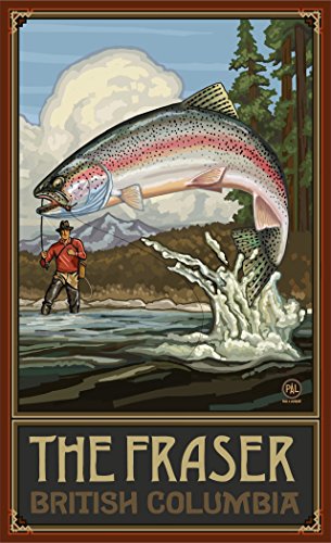 Northwest Art Mall PAL-6198 RTFM The Fraser Canada Rainbow Trut Fisherman Mountains 11x17 Impressão