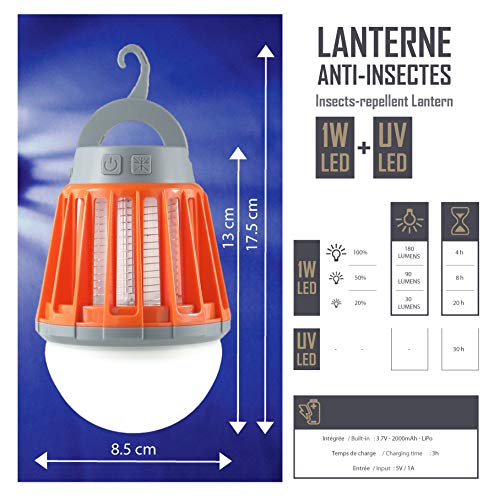 Lanterne LED anti-insectes portable avec batterie USB et boîtier ABS
