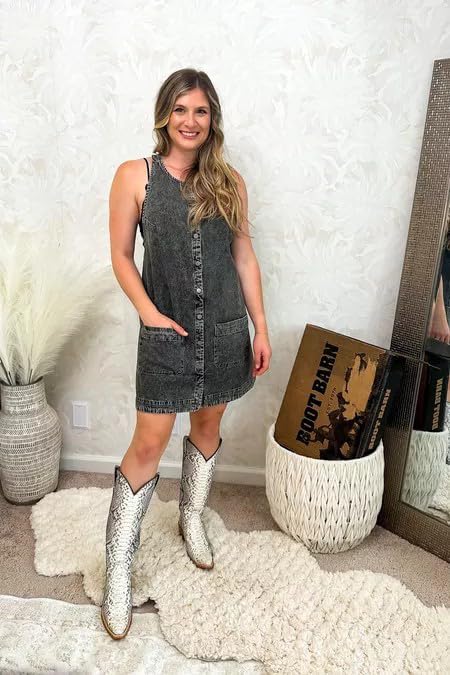 Yousify Womens Casual Sleeveless Denim Overalls Dresses Button Down Summer Jean Mini Dress 2025 Trendy Romper With Pockets - Image 5
