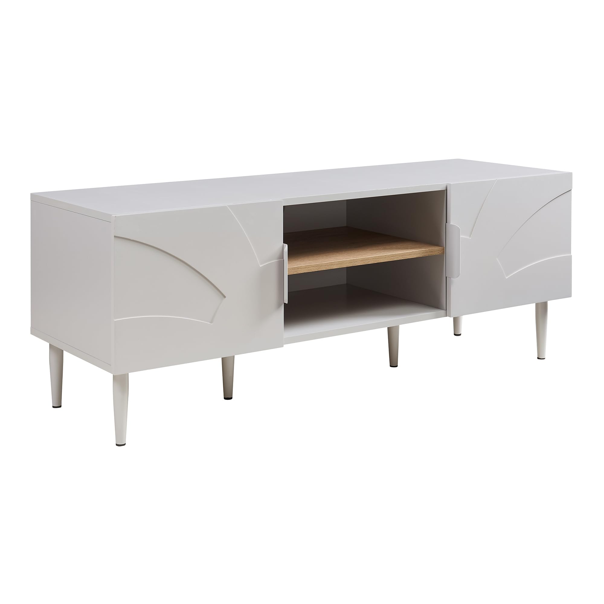 [en.casa] Mobile TV con Ante e Scomparti Aperti Mobile Contenitore Porta Televisore Armadio Basso da Archivio Stand TV e Centri Multimediali 120x40x45 cm Beige