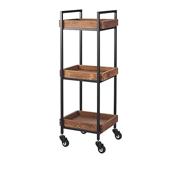 Amazon｜エイジングウッドワゴンコンパクト3段 ダークブラウン