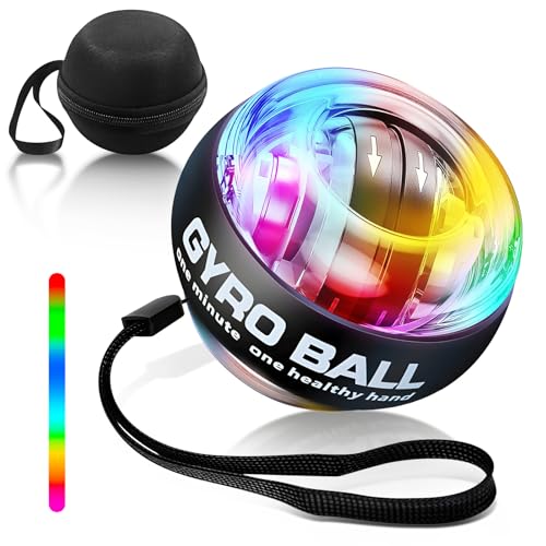 TOVE KNIGHTY Gyroball,Handgelenktrainer-Ball,Handgelenkstärker,6-stufiger Widerstands/Lichtsteuerung,Gyroskopischer Unterarm-Trainer,Gyro-Ball zur Stärkung von Armen, Fingern,Handgelenkknochen und M