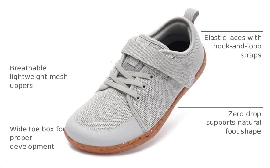 Image of WHITIN Little /Big Kid Barefoot Shoes | Boys /Girls Lace-up Minimalist Sneakers | Wide Toe Box | Natural Flexible Fit
