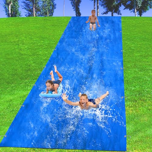 Exteriores, Toy codree - Tobogán acuático antideslizante de 20 x 6 pies, trampa antideslizante y deslizante para adultos y niños, deslizadores impermeables con clavos para...