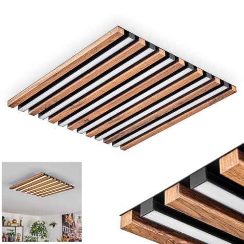 HOFSTEIN LED Deckenleuchte Tandragee, Deckenpanel aus Metall/MDF/Kunststoff in Schwarz/Holzoptik/Weiß, 30 Watt, 3000 Kelvin, Deckenleuchte für Schlafzimmer, Esszimmer, Wohnzimmer, Küche, Flur HOFSTEIN LED Deckenleuchte Tandragee, Deckenpanel aus Metall/MDF/Kunststoff in Schwarz/Holzoptik/Weiß, 30 Watt, 3000 Kelvin, Deckenleuchte für Schlafzimmer, Esszimmer, Wohnzimmer, Küche, Flur