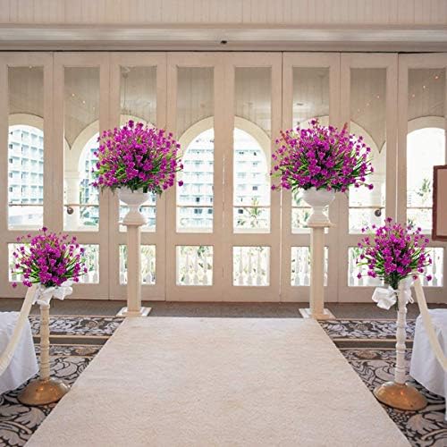 Ruiuzioong Artificial Flowers,UV Resistant Greenery Shrubs Plants Indoor Outside Hanging Planter Home Garden Décor (Rose, 4PCS)