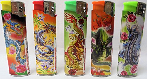 19 encendedores eléctricos con diseños de dragón surtidos miniatura 1