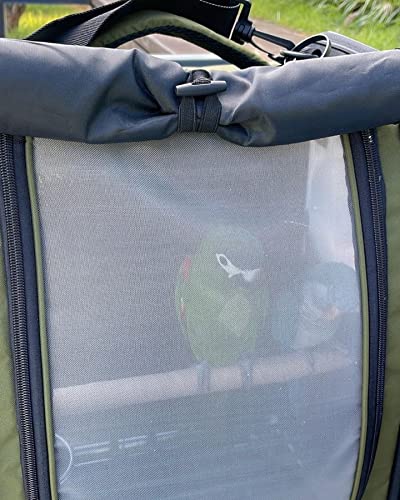 Birds Day Bird Carrier Backpack-Parrot Travel Cage With Perch And Food Bowl, Stainless Steel Tray (Dark Olive Green) #TOP6