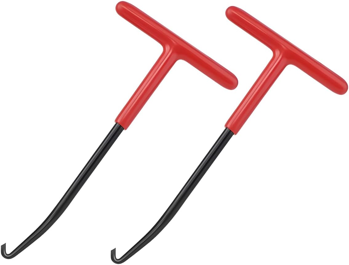 2PCS Motorcycle Exhaust Spring Hook, T Shaped Handle Exhaust Spring Puller Installer Hooks Tool with Rubber Coating, Motorbike Accessories, Universal for Motorcycle Dirt Bike Scooters (Black)