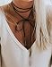 DOUBNINE Boho Feather Choker Wrap Necklace 2pcs Vegan Suede Y Lariat Gothic Black Brown Bronze Accessories for Women