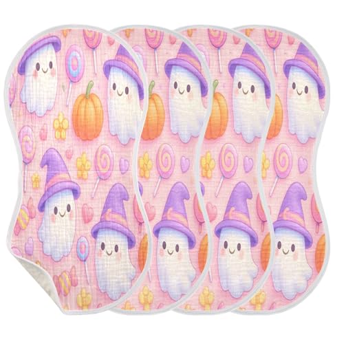 Cute Ghosts and Pumpkins Burp Cloths Unisex Cotton Burp Cloths Absorbent and Non-Seeping Suitable for Babies, Toddlers, Newborns3
