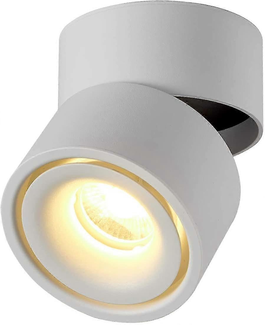 Joyhappst Image Color Indoor 12W Led Floodlight, 360 Adjustable Ceiling Light Revolving And Surface Lighting Cob Led 10X10cm/Aluminum Wall Lamp (White-3000K)
