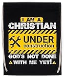 Fermeture à cordon Funny Christian Under Construction Sac de Sport à Cordon Noir Drawstring Sport Bag